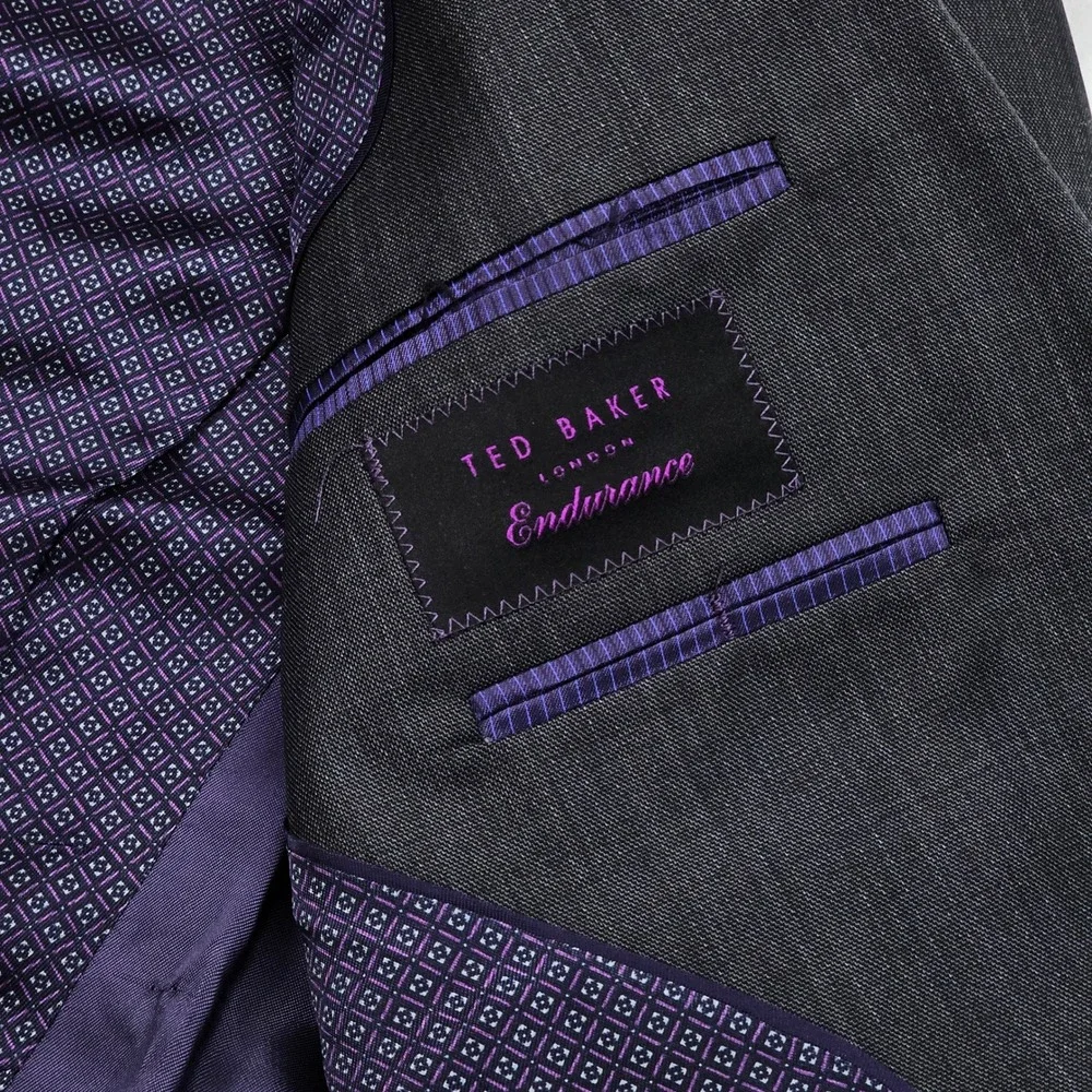 Ted Baker Endurance Blazer Mens 36S Charcoal Grey 100% Wool Jay CT‎ Suit Jacket